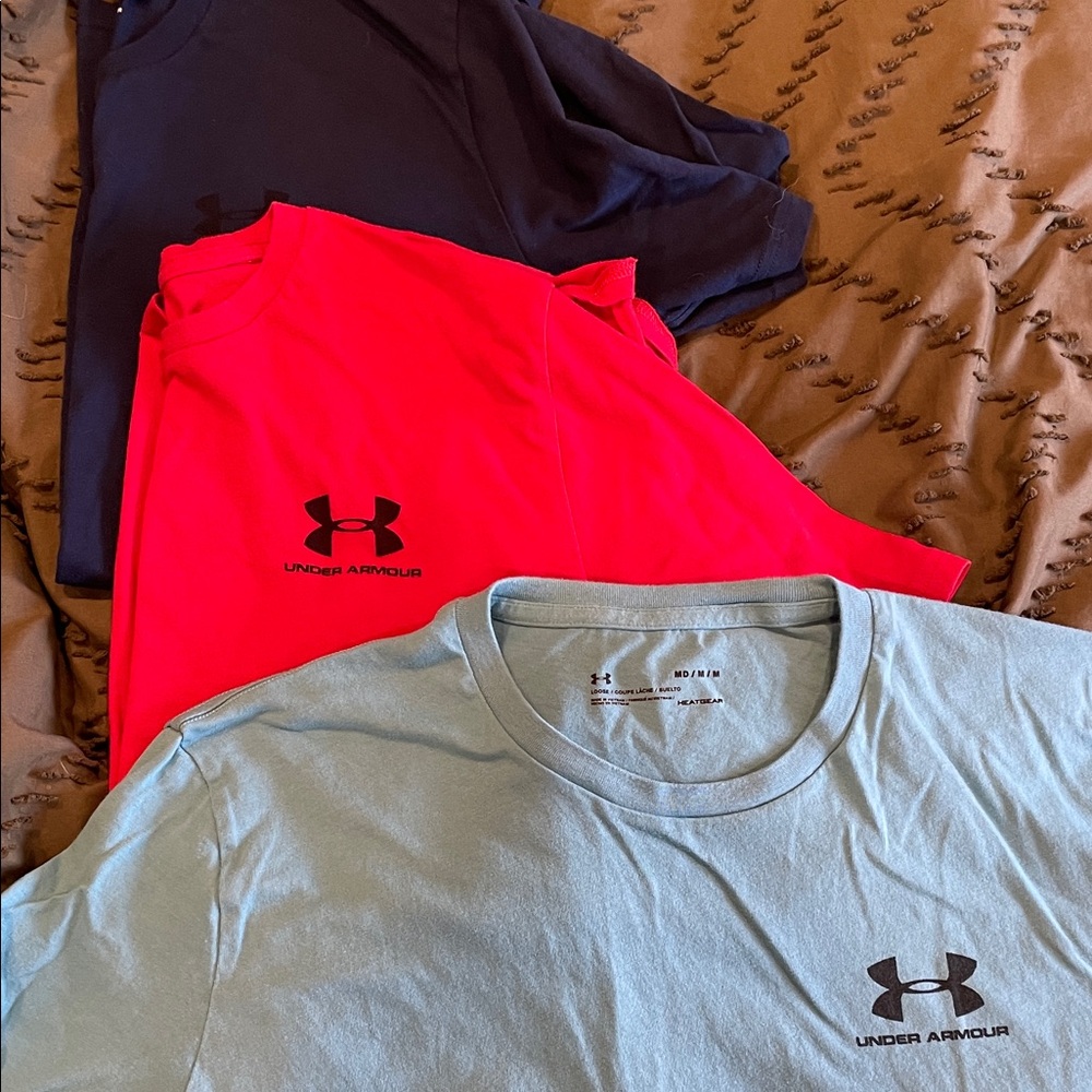 Under Armour Men's Short Sleeve Tees - Navy, Red, and Light Blue